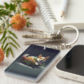 Corgi Kerstmis sneeuw winter Sleutelhanger (Voorkant Rechts)