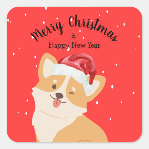 Corgi Kerstmis Vierkante Sticker