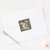Corgi Kerstmis Vierkante Sticker (Envelop)
