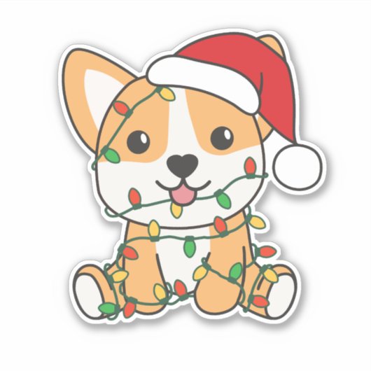 Corgi Kerstmis Winter Dieren Hond Sticker (Voorkant)