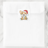 Corgi Kerstmis Winter Dieren Hond Vierkante Sticker (Tas)