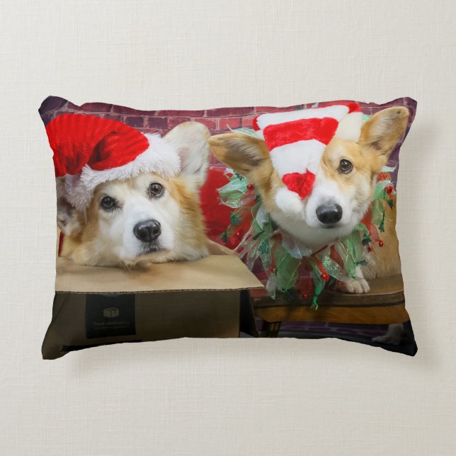 Corgi-kerstpiloot Accent Kussen (Voorkant)