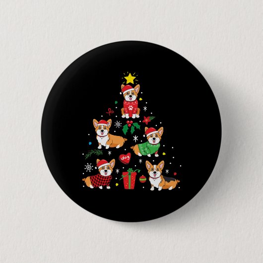 Corgi-kerstsierboom Ronde Button 5,7 Cm (Voorkant)