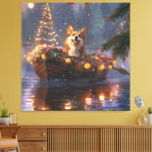 Corgi Kerstvakantie Canvas Afdruk (Insitu (Woonkamer))