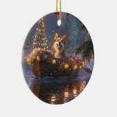 Corgi Kerstvakantie Keramisch Ornament (Rechts)