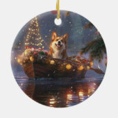 Corgi Kerstvakantie Keramisch Ornament (Achterkant)