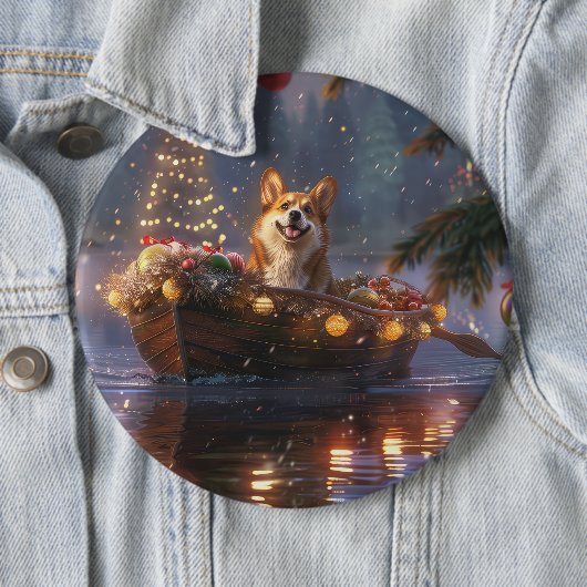 Corgi Kerstvakantie Ronde Button 6,0 Cm (In situ)