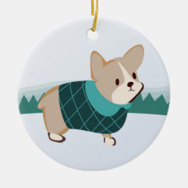 Corgi kerstversiering keramisch ornament