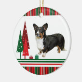 Corgi kerstversiering keramisch ornament (Links)