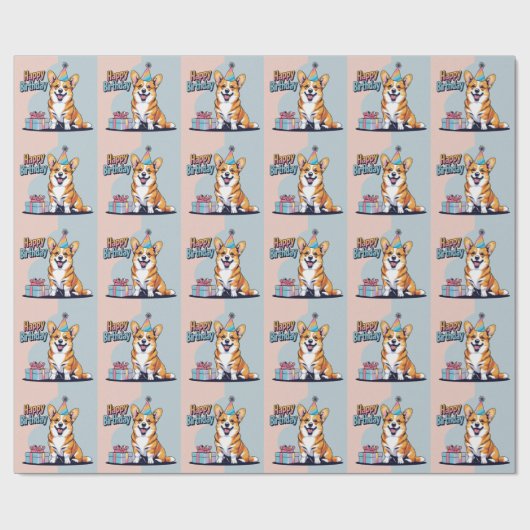 Corgi Kleurrijk Cadeaupapier (Vlak)