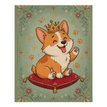 Corgi Koning Royal Cute Corgi Hond Liefhebber Muur