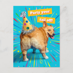 Corgi Kont Verjaardagshoed Briefkaart
