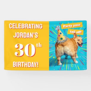 Corgi Kont Verjaardagshoed Spandoek