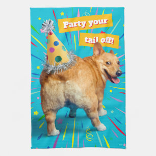 Corgi Kont Verjaardagshoed Theedoek