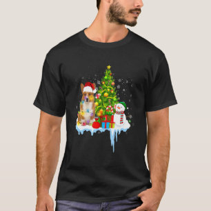 Corgi Kostuum Kerstman Lichtjes Hoed In Sneeuw Ker T-shirt