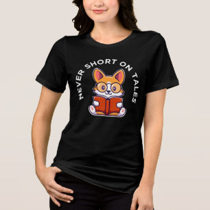 Corgi Leest een Boek Grappige Pun Tri-Blend Shirt