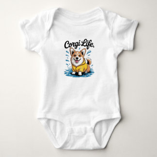 Corgi Leven – Mooie Hond in Regenjas Vintage Romper