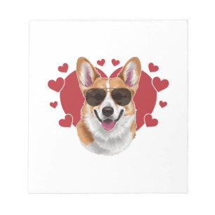 Corgi Liefde Coole Zonnebril Omringd door Harten Notitieblok