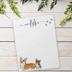 Corgi Liefde Waterverf Monogram Persoonlijk  Notitieblok