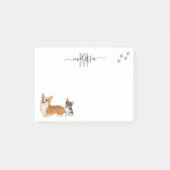 Corgi Liefde Waterverf Monogram Persoonlijk Post-it® Notes (Voorkant)