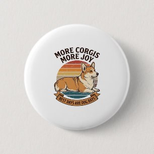 Corgi Liefhebber Shirt Vintage Gravure Hond Citaat Ronde Button 5,7 Cm