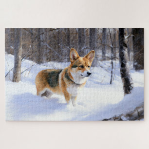 Corgi liet het sneeuwen Kerstmis Legpuzzel