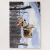 Corgi liet het sneeuwen Kerstmis Legpuzzel (Verticaal)