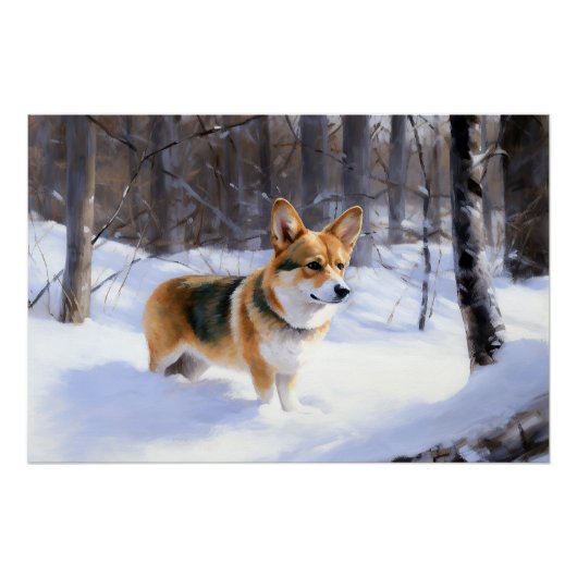 Corgi liet het sneeuwen Kerstmis Perfect Poster (Voorkant)