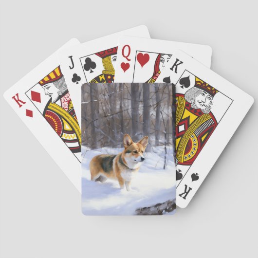 Corgi liet het sneeuwen Kerstmis Pokerkaarten (Achterkant)