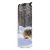 Corgi liet het sneeuwen Kerstmis Thermosbeker (Gedraaid links)