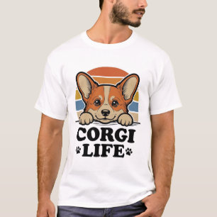 Corgi Life T-shirt Vintage Gravure Hond Liefhebber