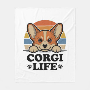 Corgi Life T-shirt Vintage Gravure Hond Liefhebber Fleece Deken