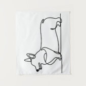 Corgi-lijntekening Wandkleed (Voorkant)