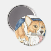 Corgi likken de pindakaas pot magneet (Voorkant / Achterkant)
