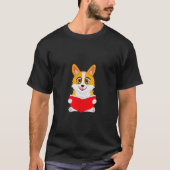 Corgi lisant un livre, T-shirt chien (Devant)