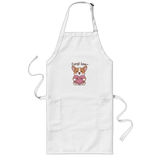Corgi Love Apron Lang Schort (Voorkant)