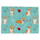 Corgi Love Cartoon Pattern met Custom Greeting Groot Cadeauzakje (Achterkant)