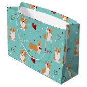 Corgi Love Cartoon Pattern met Custom Greeting Groot Cadeauzakje (Achterkant Gekanteld)