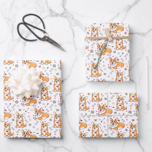 Corgi Love Seamless Wrapping Paper Sheets (Voorkant)