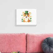 Corgi Lover Shamrock Happy St Patricks Day Canvas Afdruk (Insitu (Woonkamer))