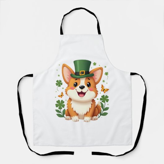 Corgi Lover Shamrock Happy St Patricks Day Schort (Voorkant)