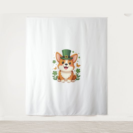 Corgi Lover Shamrock Happy St Patricks Day Wandkleed (Voorkant)