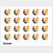 Corgi Low Poly Art Ronde Sticker (Vel)