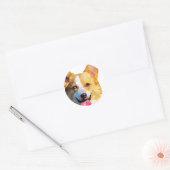 Corgi Low Poly Art Ronde Sticker (Envelop)