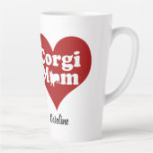 Corgi Ma Cute Red Heart Monogram Latte Mok (Rechts)