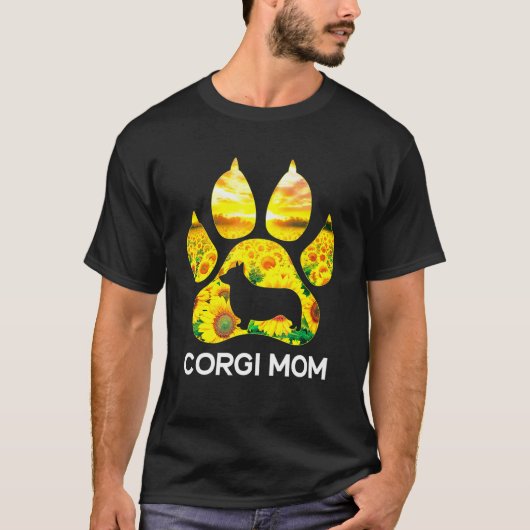 Corgi Ma Sunflower Corgi Dog mama T-shirt (Voorkant)