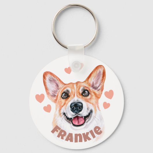 Corgi mam met hartstikke hond illustratie sleutelhanger (Voorkant)