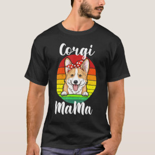 Corgi Mama Moeder Rode Stip Retro Regenboog Hond T-shirt