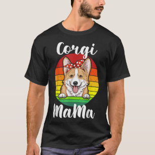 Corgi Mama Red polka Retro Rainbow Hondenliefhebbe T-shirt