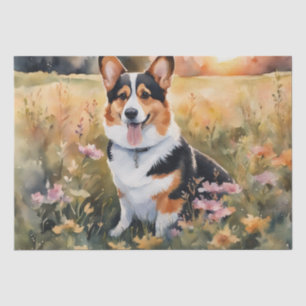 Corgi Meadow Magic: Een bloemig ontkoppelingsgenot Tissuepapier